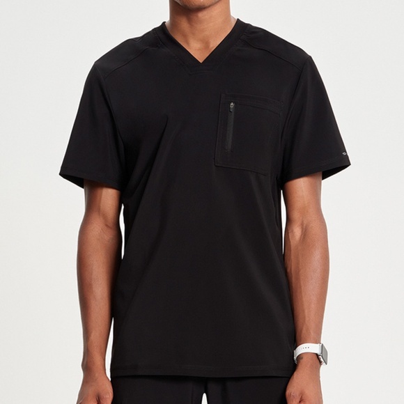 Cherokee Infinity Black Scrub Top & Jogger Bottom Set (Medium) - Picture 6 of 10